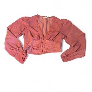 Altar'd State Pink Ruched Blouse